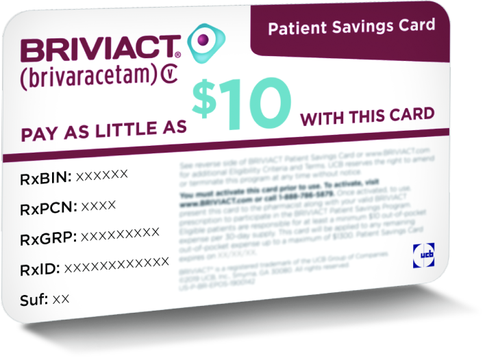 BRIVIACT® (brivaracetam) CV Patients May Pay as Little as $10 per Month with the Patient Savings Card
